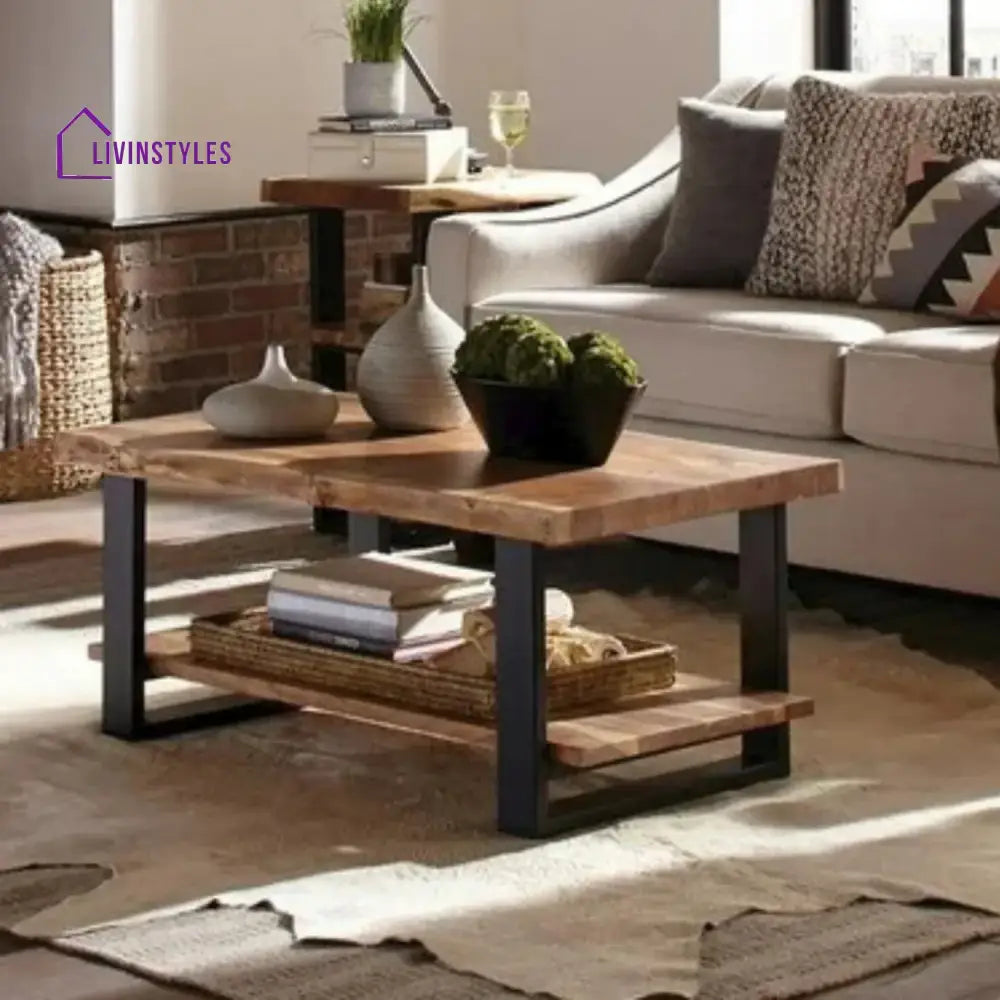Samira 2-Tier Natural Wood Top Center Table - Center Table