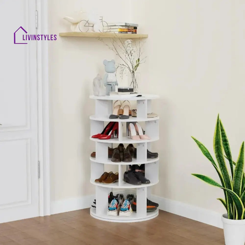 Samira Engineered Wood Rotating Shoe Rack for Home