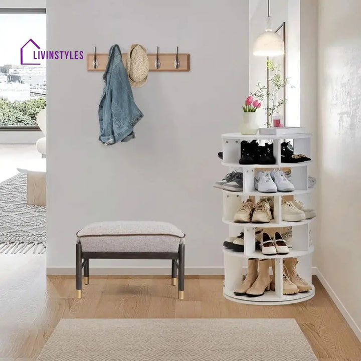 Samira Engineered Wood Rotating Shoe Rack for Home