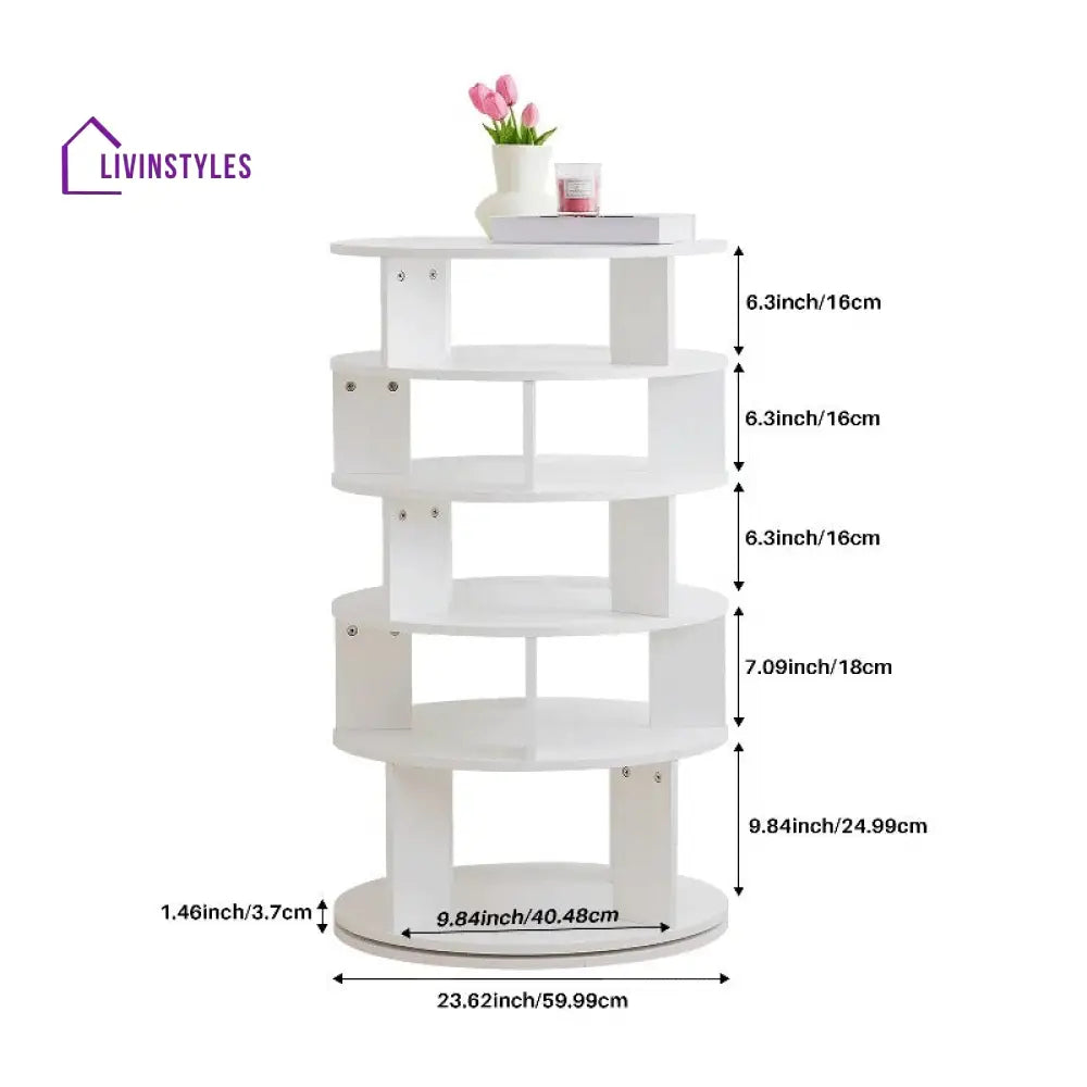 Samira Engineered Wood Rotating Shoe Rack for Home