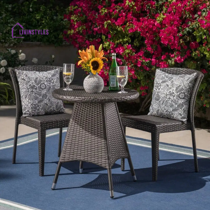 Sammy Outdoor Patio Seating Set 2 Chairs and 1 Table Set (Black) - Coffee Table Sets