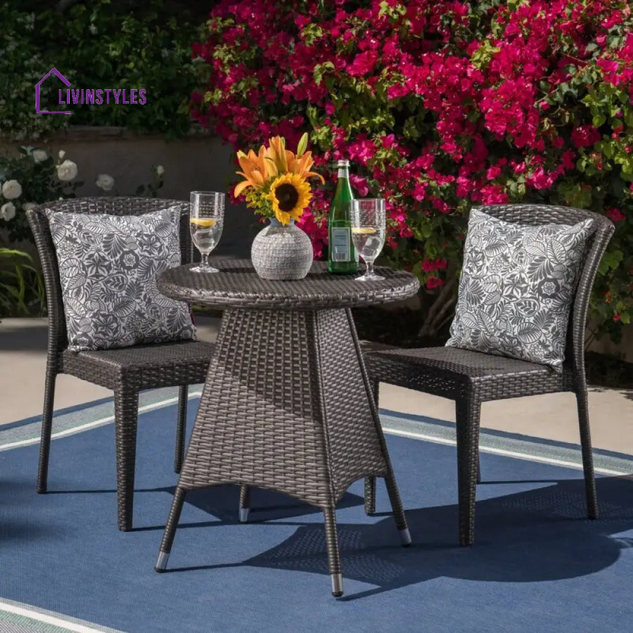 Sammy Outdoor Patio Seating Set 2 Chairs and 1 Table Set (Black) - Coffee Table Sets