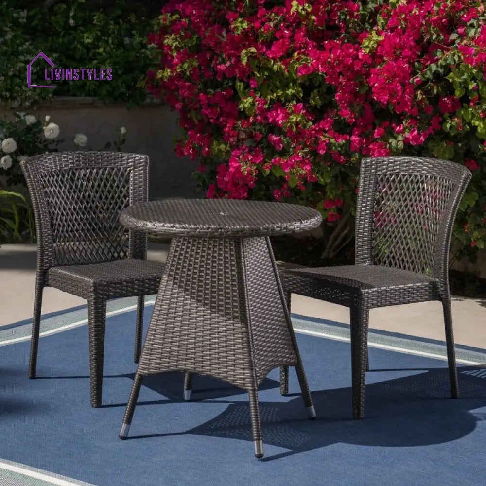 Sammy Outdoor Patio Seating Set 2 Chairs and 1 Table Set (Black) - Coffee Table Sets