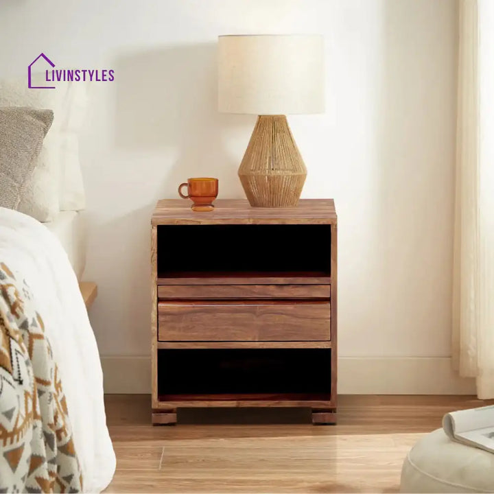 Moscow Sheesham Wood Nightstand Bedside Table Natural Bedroom Furniture Sets