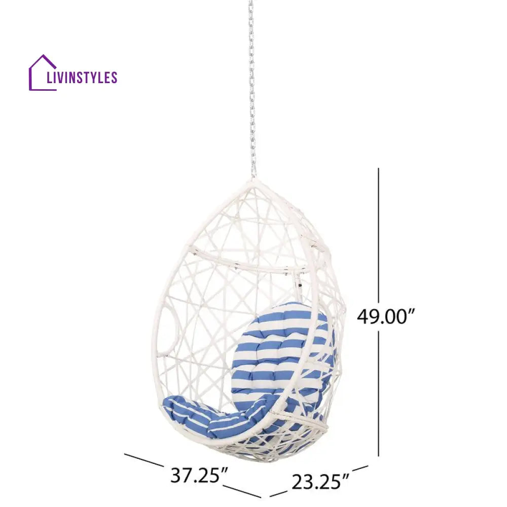 Samuele Single Seater Hanging Swing Without Stand For Balcony Garden Swing (White) - Swings
