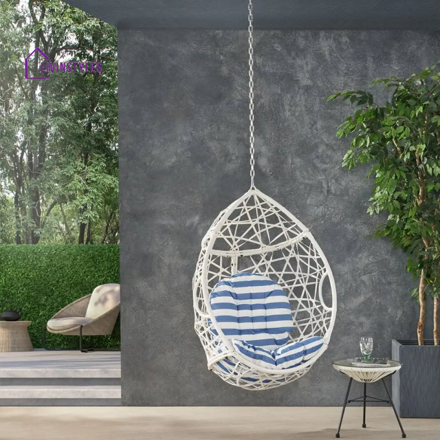 Samuele Single Seater Hanging Swing Without Stand For Balcony Garden Swing (White) - Swings