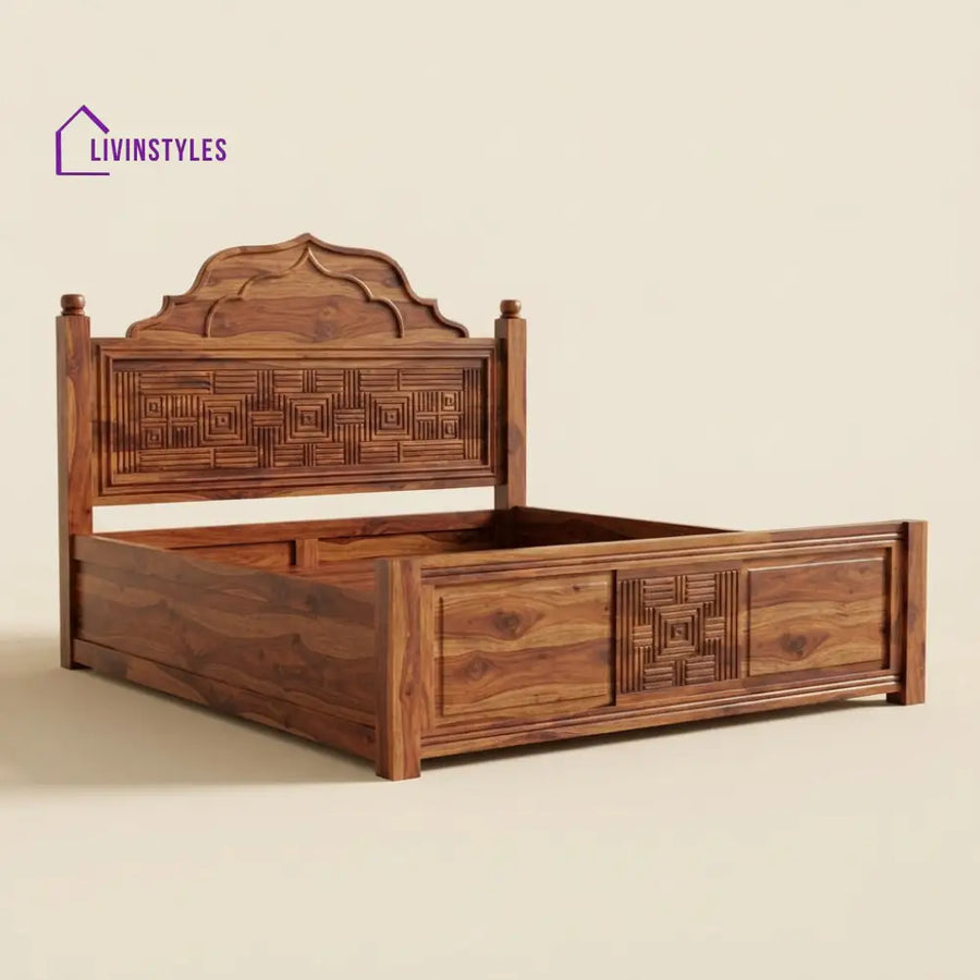 Samyuktha Sheesham Wood Bed With Box Storage | Wooden Bed