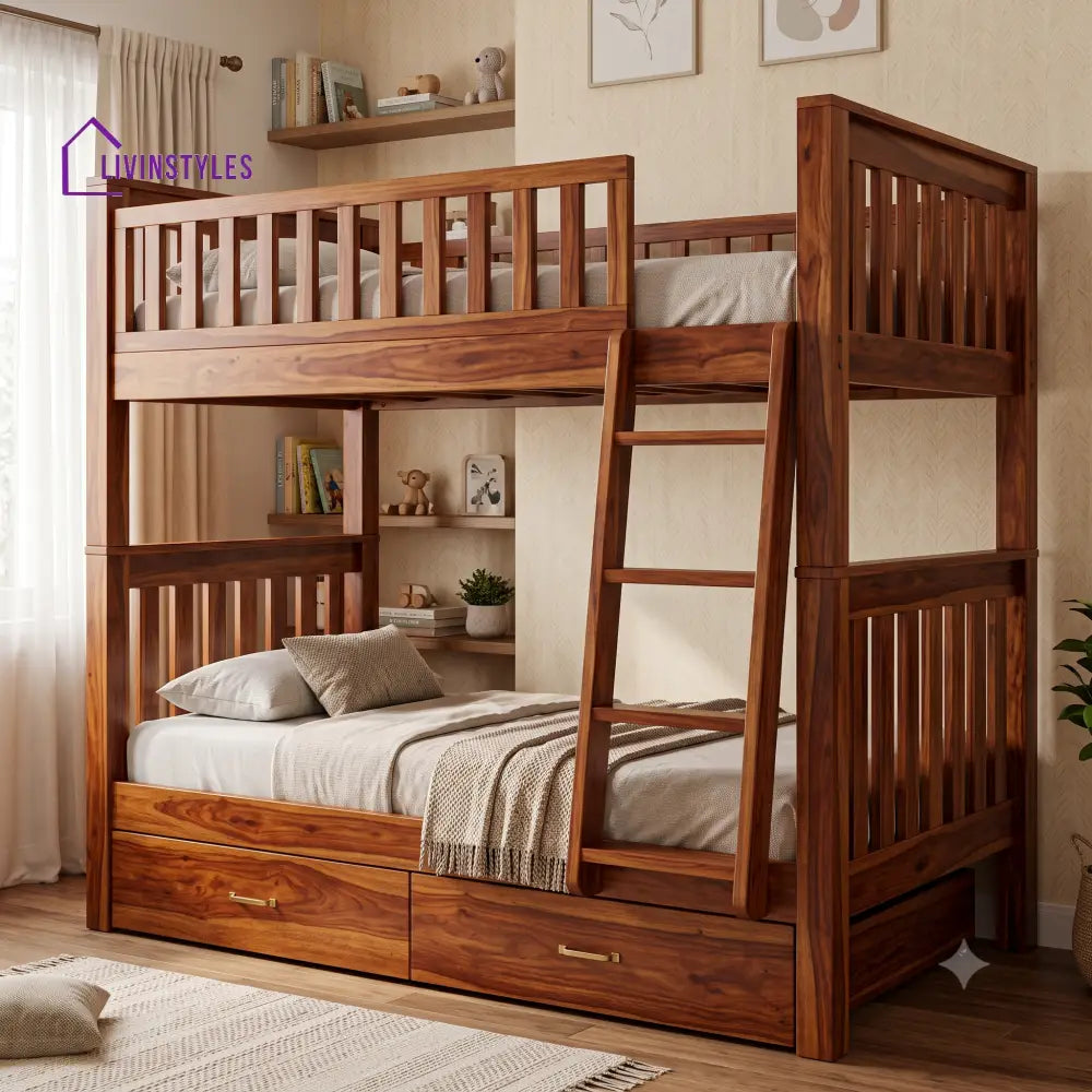 Sandeep Sheesham Wood Bunk Bed With Storage | Kids Bed