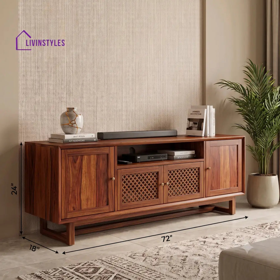 Sandeep Solid Sheesham Wood Tv Unit for Living Room | Tv Cabinet | Tv Console