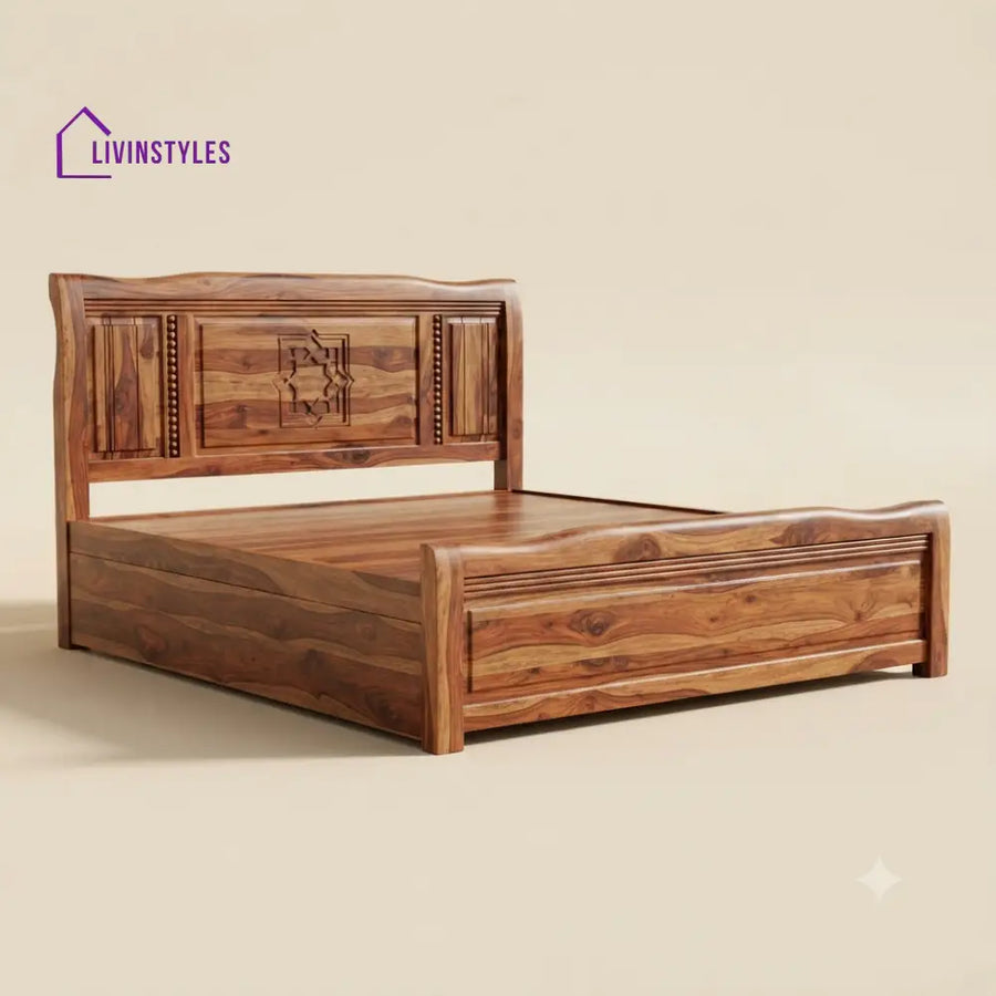Sandhya Sheesham Wood Bed With Box Storage | Wooden Bed