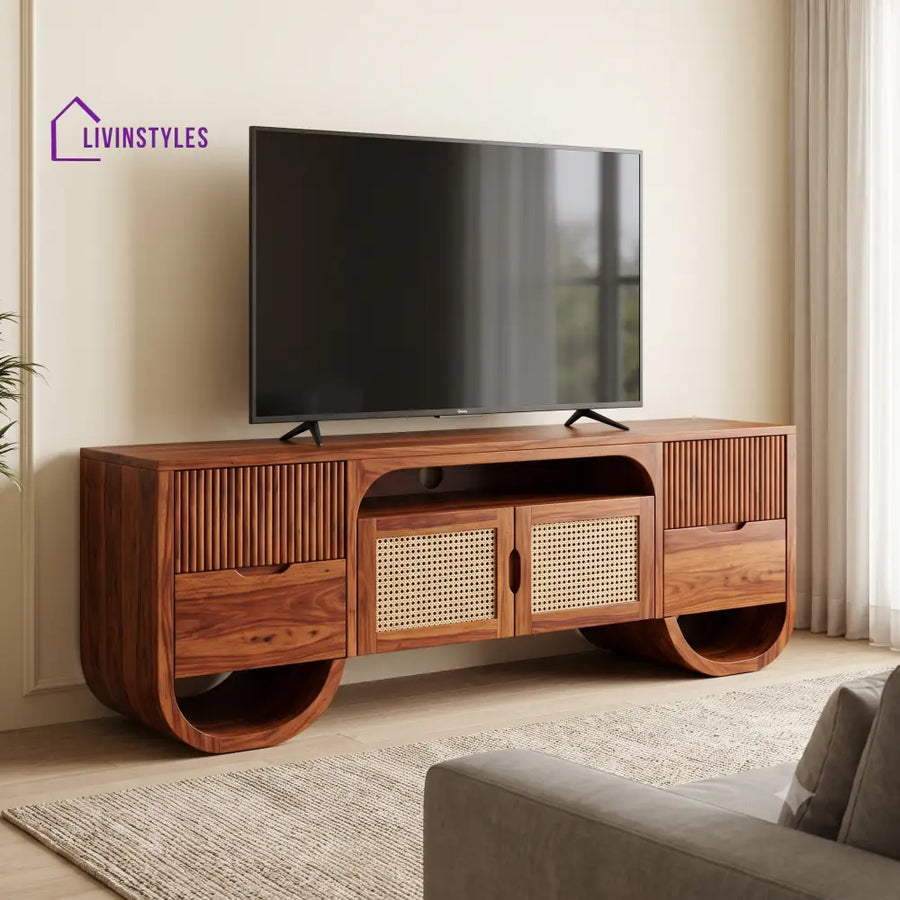 Sandrine Solid Sheesham Wood Tv Unit for Living Room | Tv Cabinet | Tv Console Unit