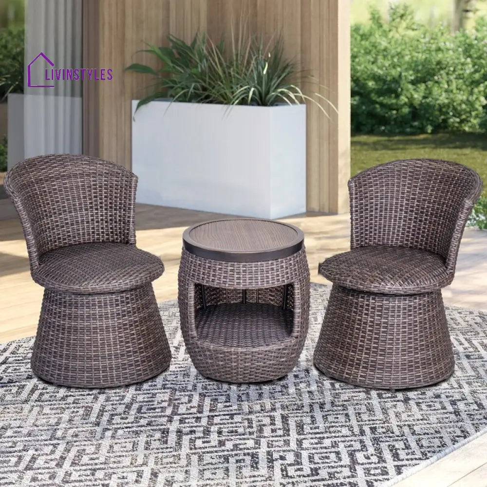 Sandy Outdoor Patio Seating Set 2 Chairs and 1 Table Set (Brown) - Coffee Table Sets