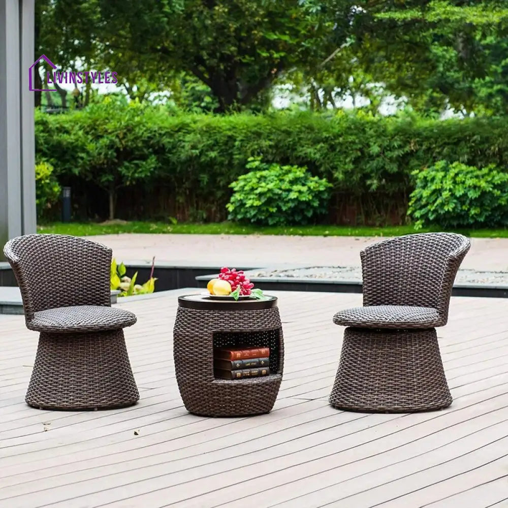 Sandy Outdoor Patio Seating Set 2 Chairs and 1 Table Set (Brown) - Coffee Table Sets