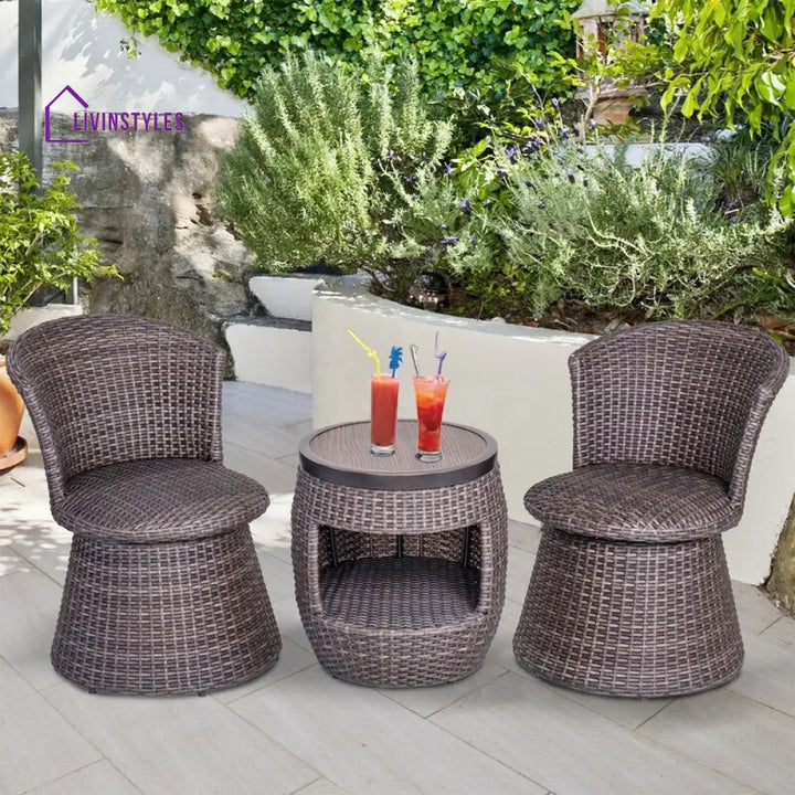 Sandy Outdoor Patio Seating Set 2 Chairs and 1 Table Set (Brown) - Coffee Table Sets