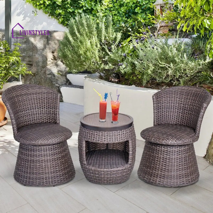 Sandy Outdoor Patio Seating Set 2 Chairs and 1 Table Set (Brown) - Coffee Table Sets
