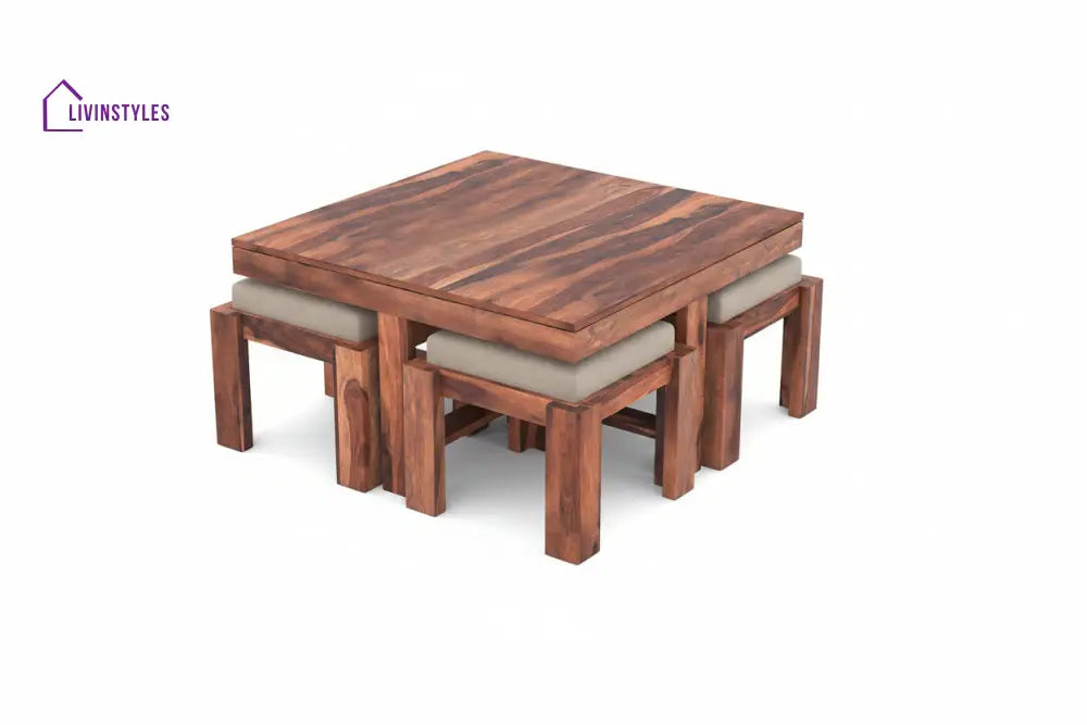 Sang Sheesham Coffee Table with Four stools