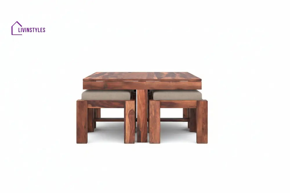 Sang Sheesham Coffee Table with Four stools