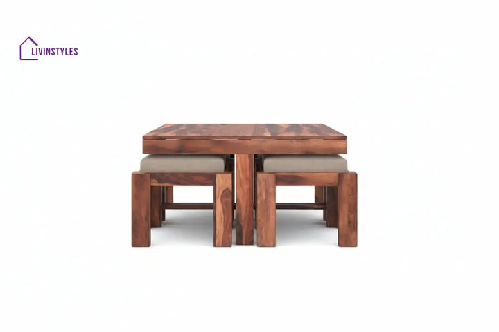 Sang Sheesham Coffee Table with Four stools