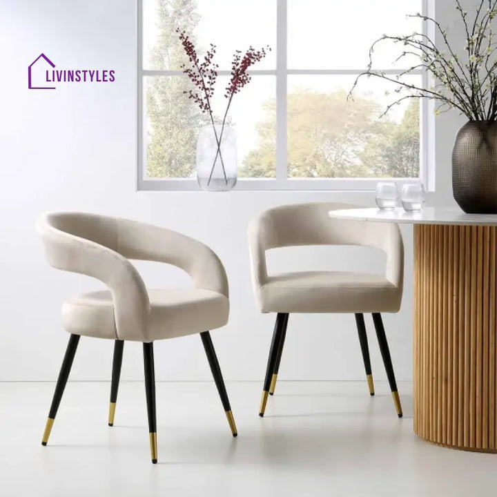 Sangeeta Velvet Accent Chair - Set Of 2 Cream