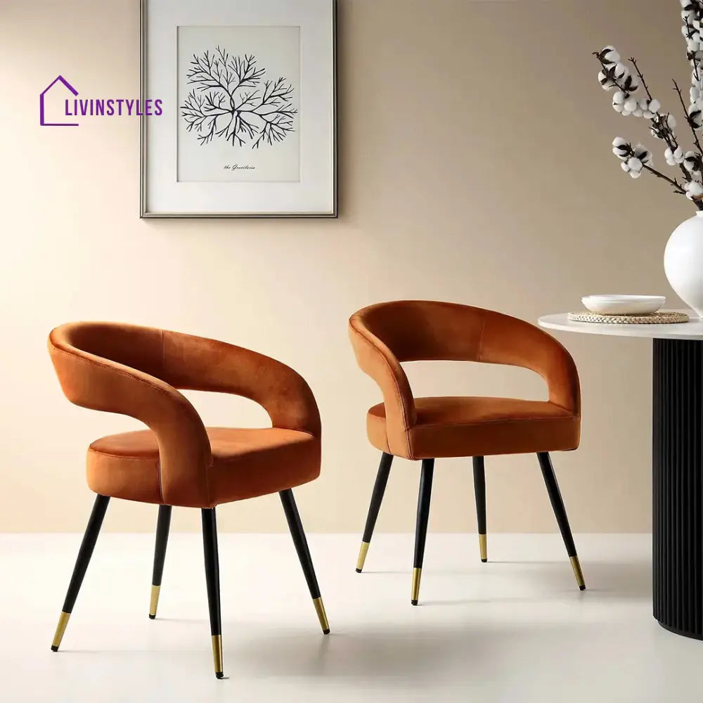 Sangeeta Velvet Accent Chair - Set Of 2 Orange