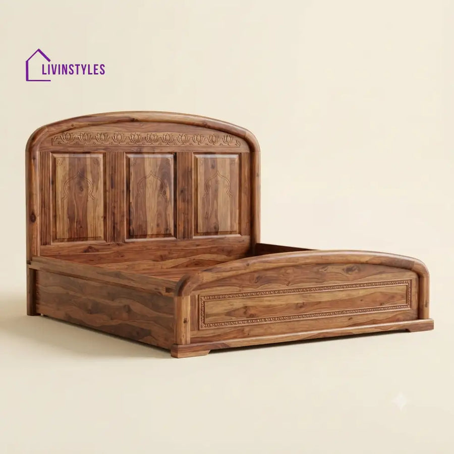 Sangeetha Sheesham Wood Bed With Box Storage | Wooden Bed