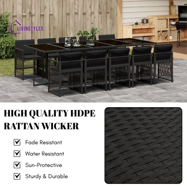 Sanika 10 Seater Outdoor Rattan Wicker Dinning Set - Dining Set