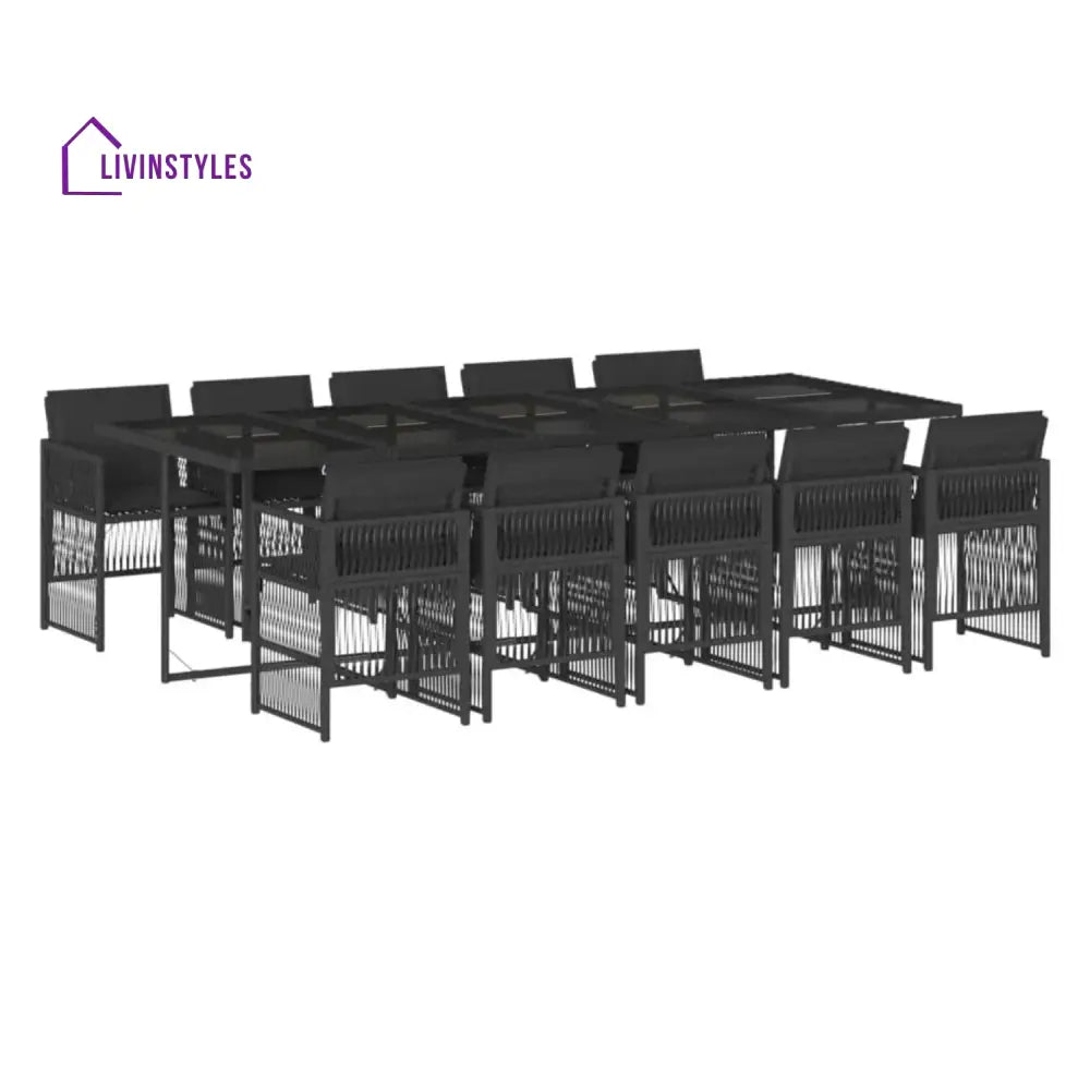 Sanika 10 Seater Outdoor Rattan Wicker Dinning Set - Dining Set