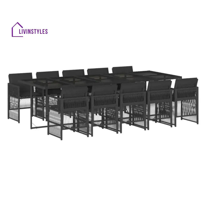 Sanika 10 Seater Outdoor Rattan Wicker Dinning Set - Dining Set
