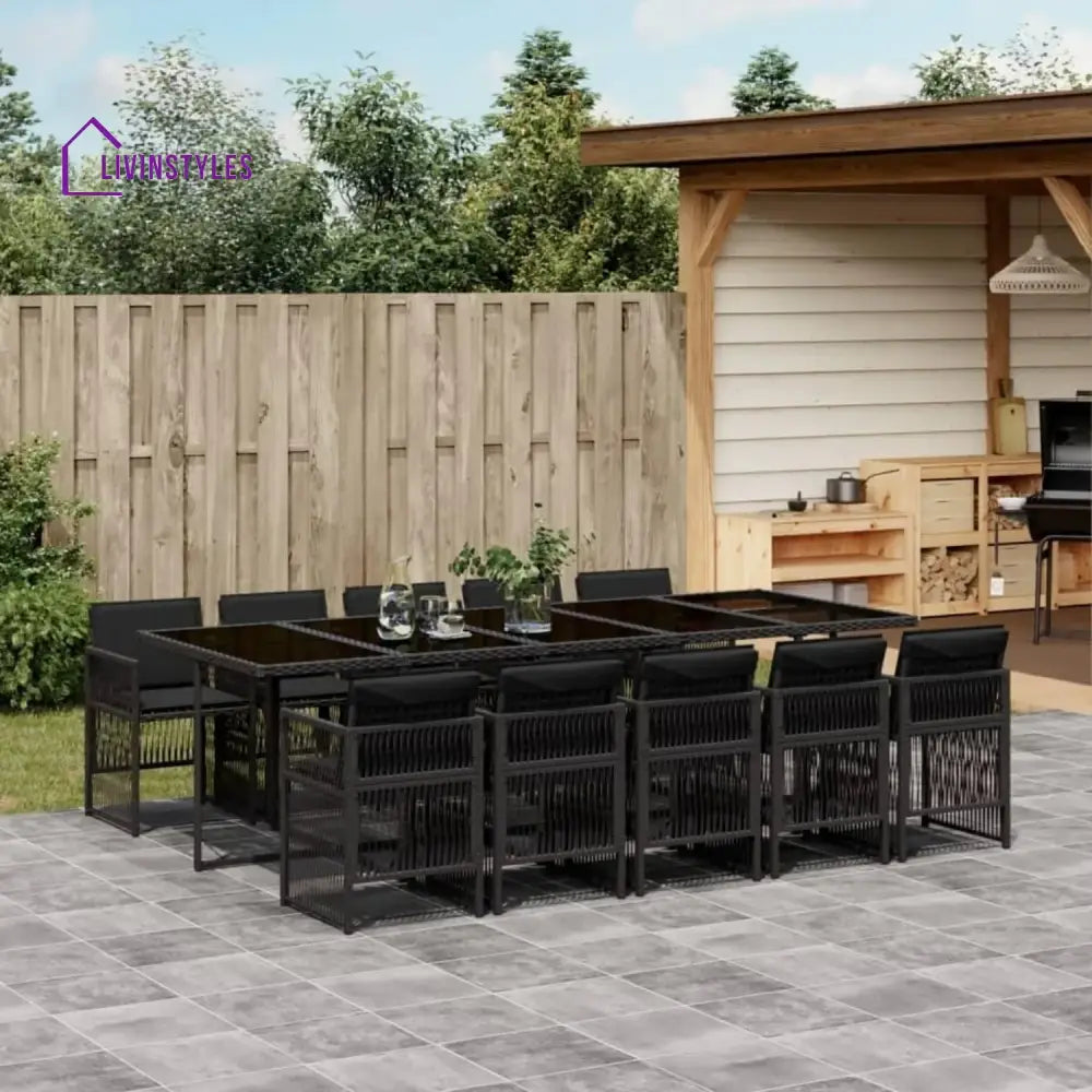 Sanika 10 Seater Outdoor Rattan Wicker Dinning Set - Dining Set