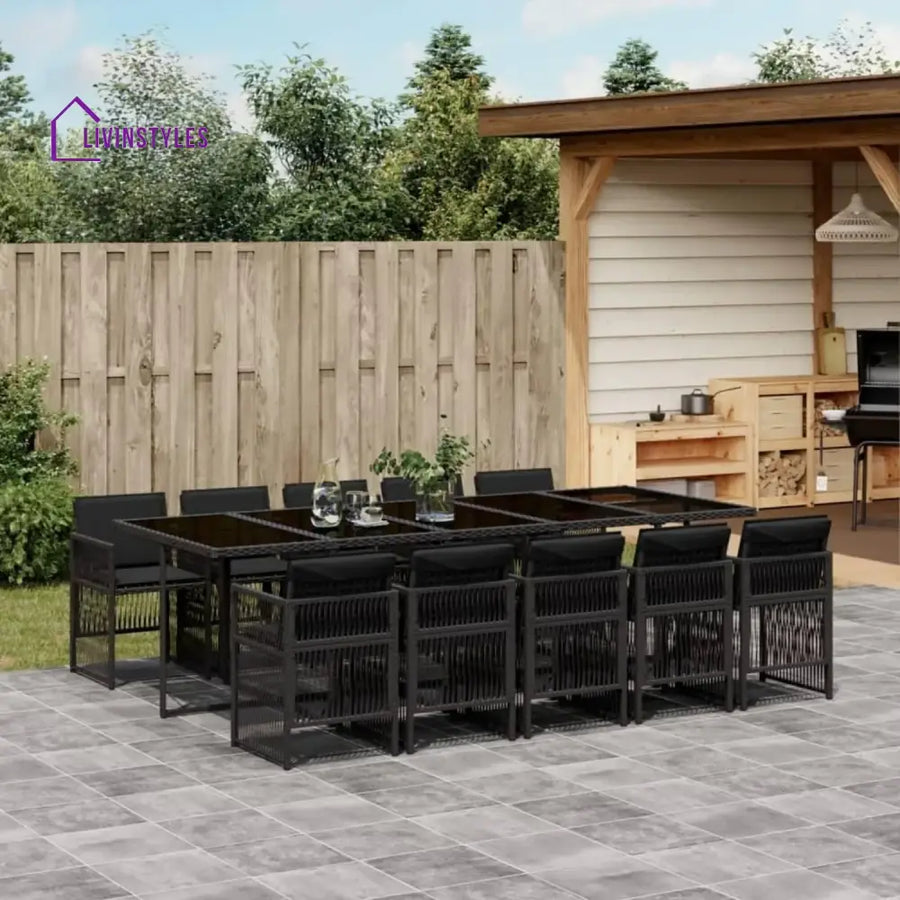 Sanika 10 Seater Outdoor Rattan Wicker Dinning Set - Dining Set