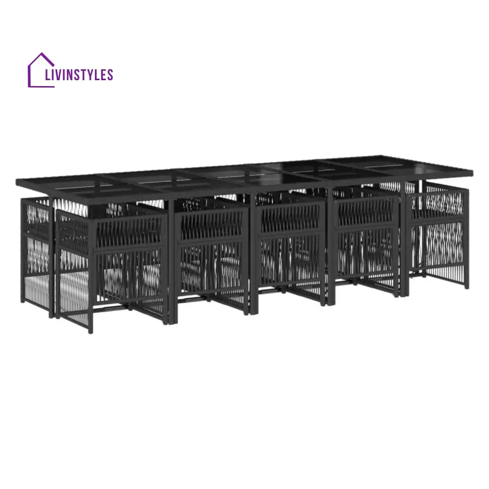 Sanika 10 Seater Outdoor Rattan Wicker Dinning Set - Dining Set