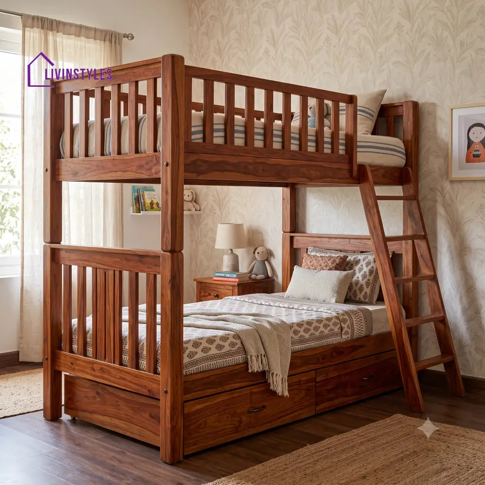 Sanjay Sheesham Wood Bunk Bed With Storage | Kids Bed