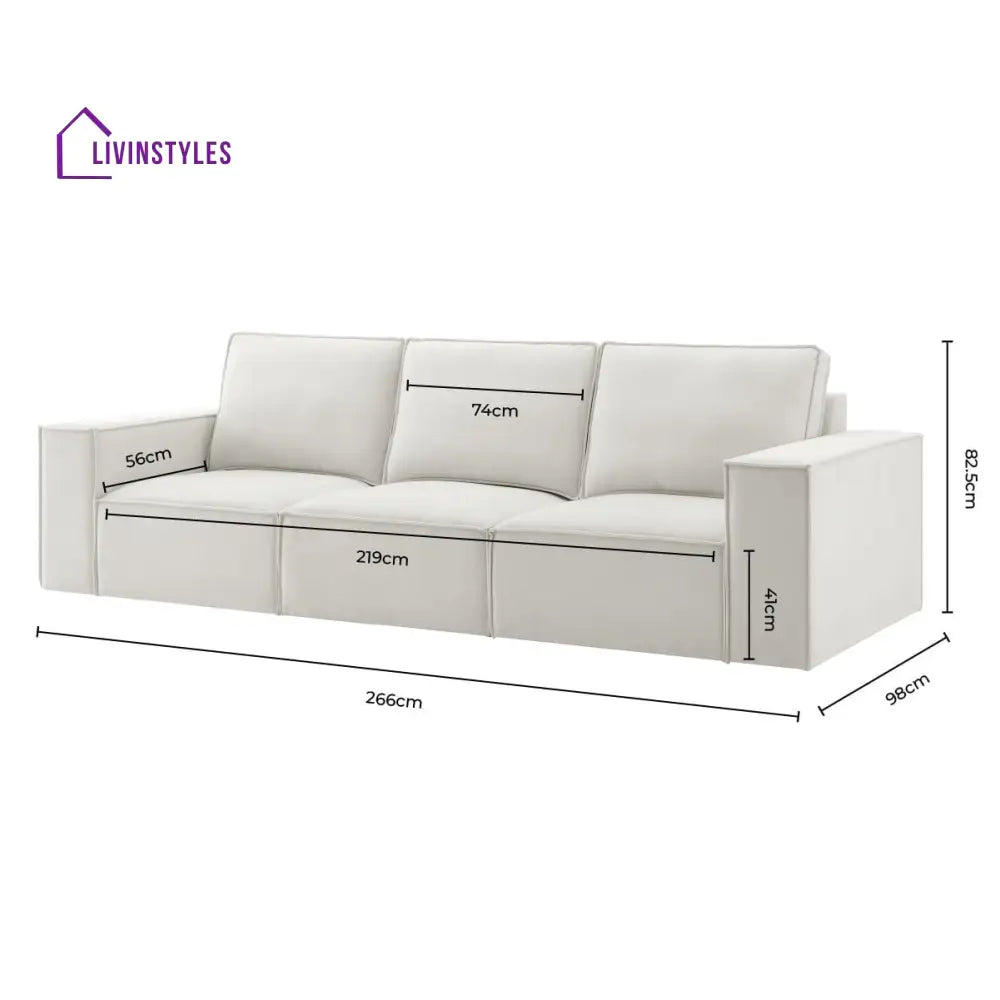 Santiago 3 Seater Sofa - Ivory - Sofas