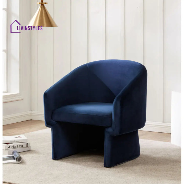 Sanvika Solid Wood and Fabric Arm Chair | Living Room Chair | Lounge Chair