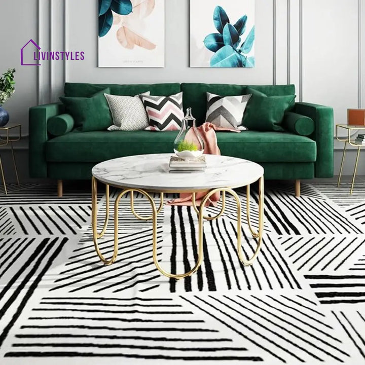 Sanvika Stainless Steel Frame and Marble Top Coffee Table for Living Room