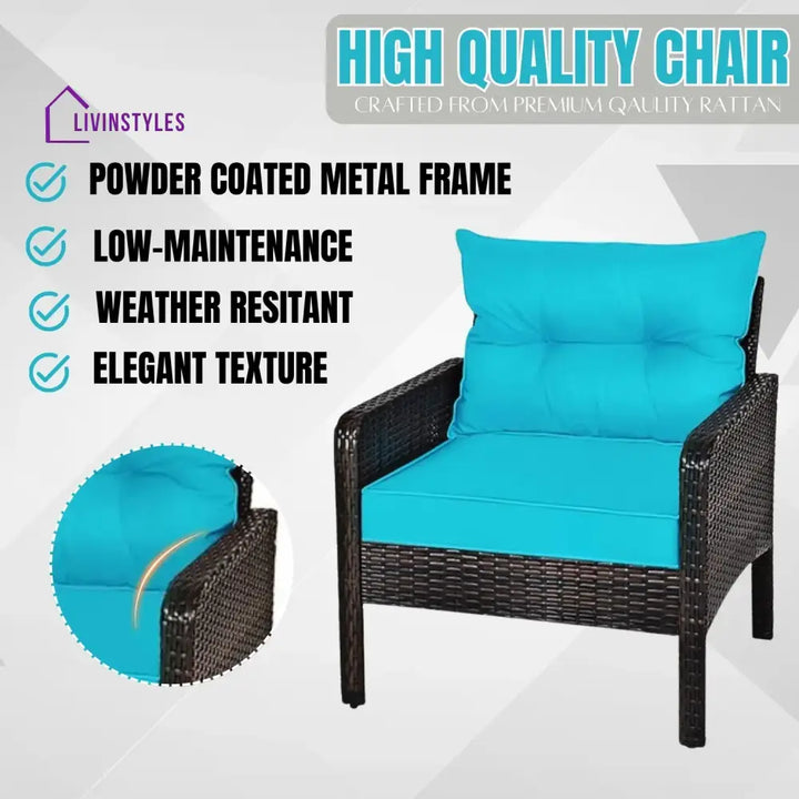 Saphira Outdoor Wicker 5-Piece Patio Sofa Set - Patio Sofa Set