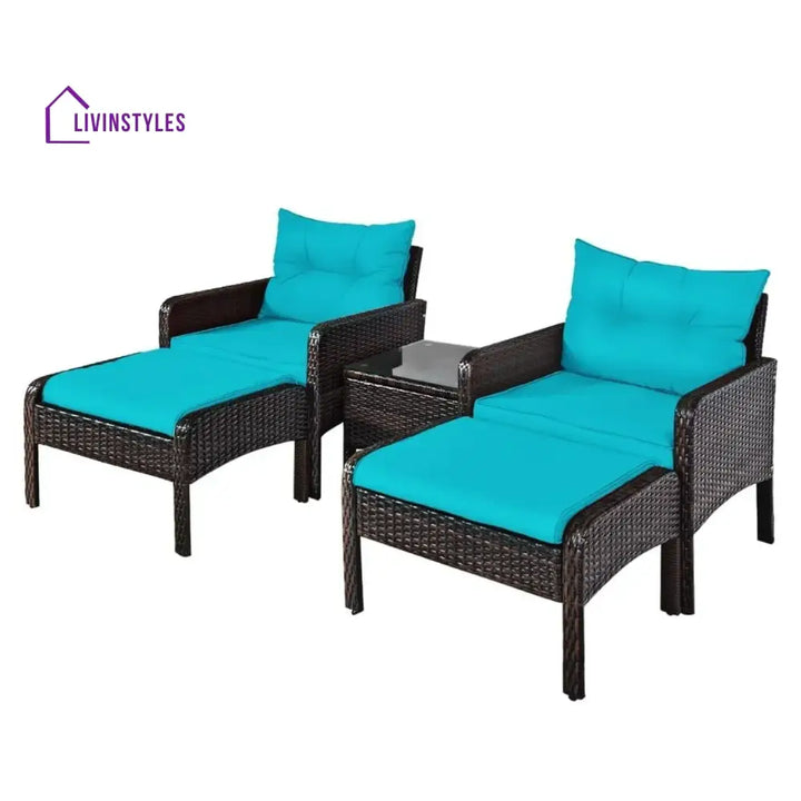 Saphira Outdoor Wicker 5-Piece Patio Sofa Set - Patio Sofa Set