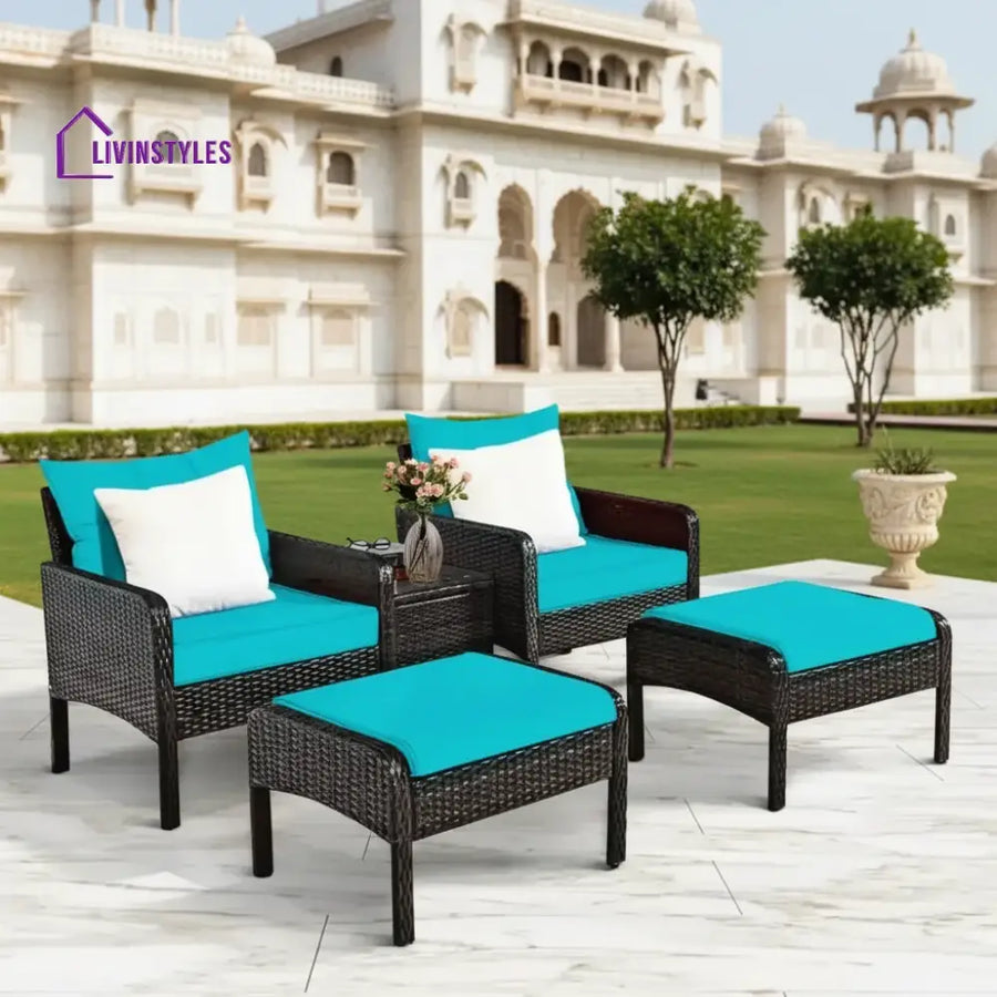 Saphira Outdoor Wicker 5-Piece Patio Sofa Set - Patio Sofa Set