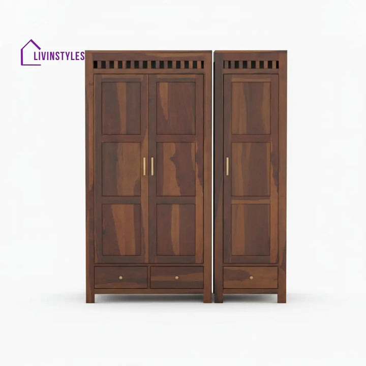 Sara sheesham wood 3 door wardrobe Walnut