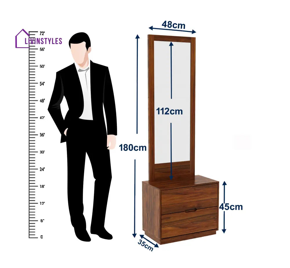 Sara Solid Sheesham Wood Dressing Table Mirror Natural Dresser