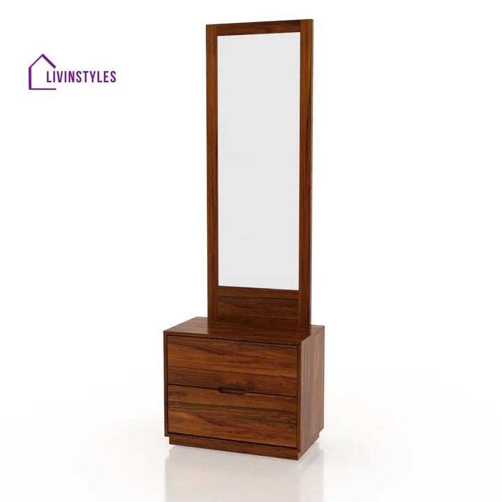 Sara Solid Sheesham Wood Dressing Table Mirror Natural Dresser