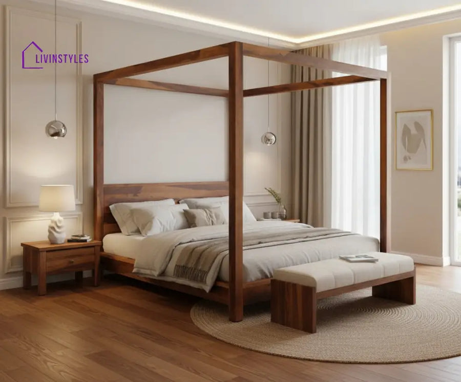Sara Solid Sheesham Wood Poster Bed Bed