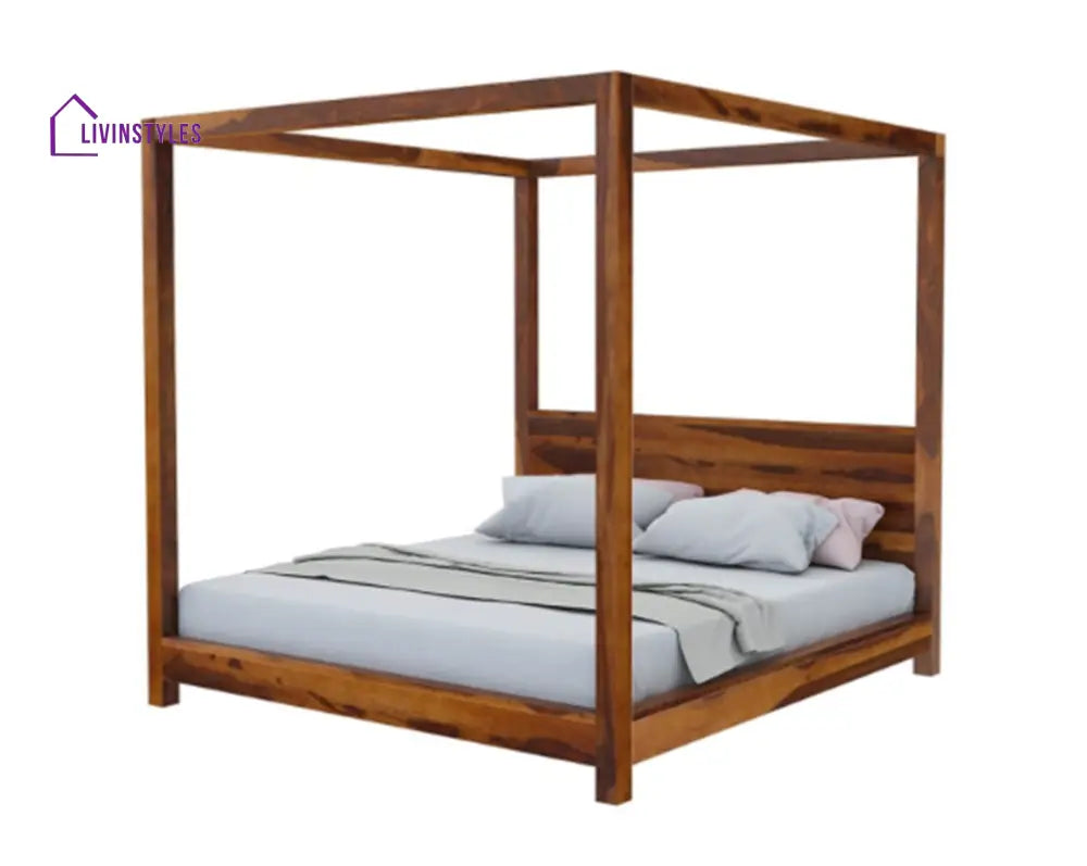 Sara Solid Sheesham Wood Poster Bed Bed