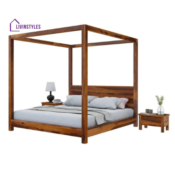 Sara Solid Sheesham Wood Poster Bed Bed