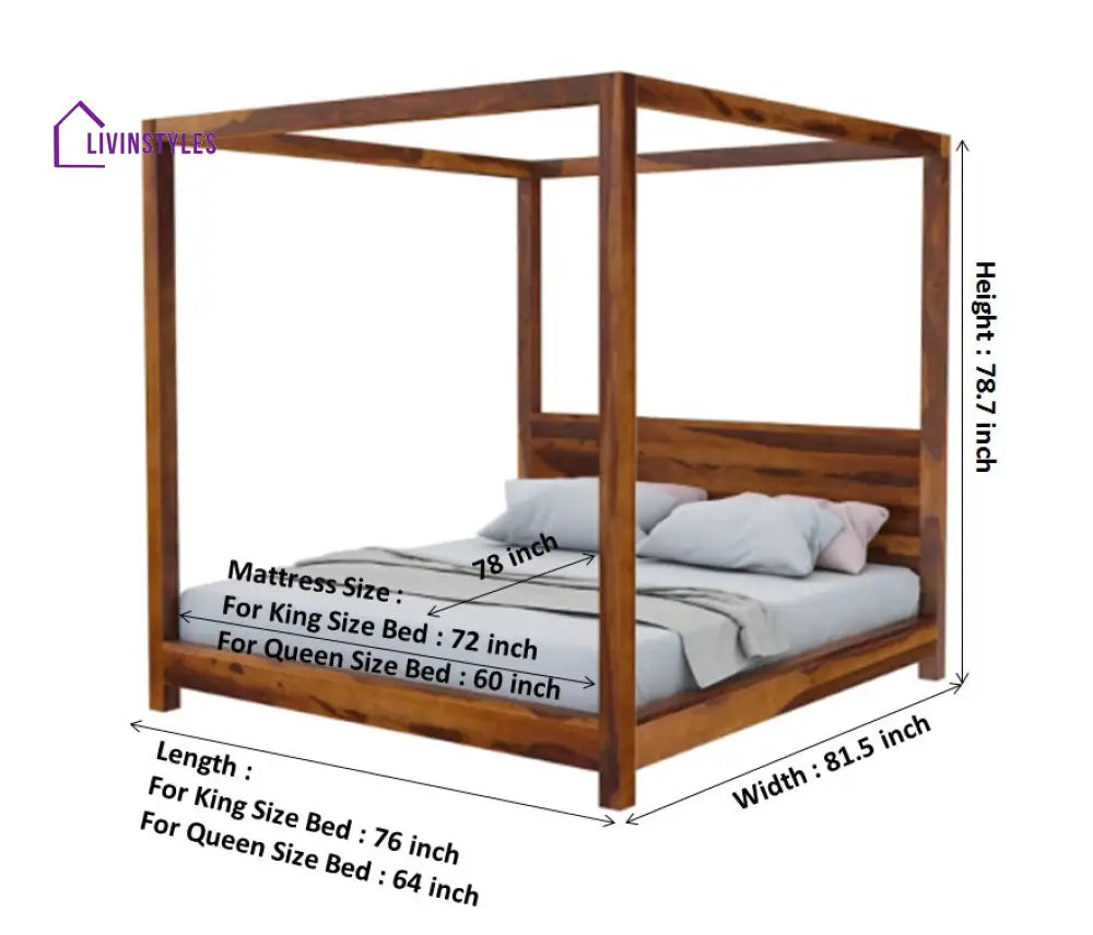 Sara Solid Sheesham Wood Poster Bed Bed