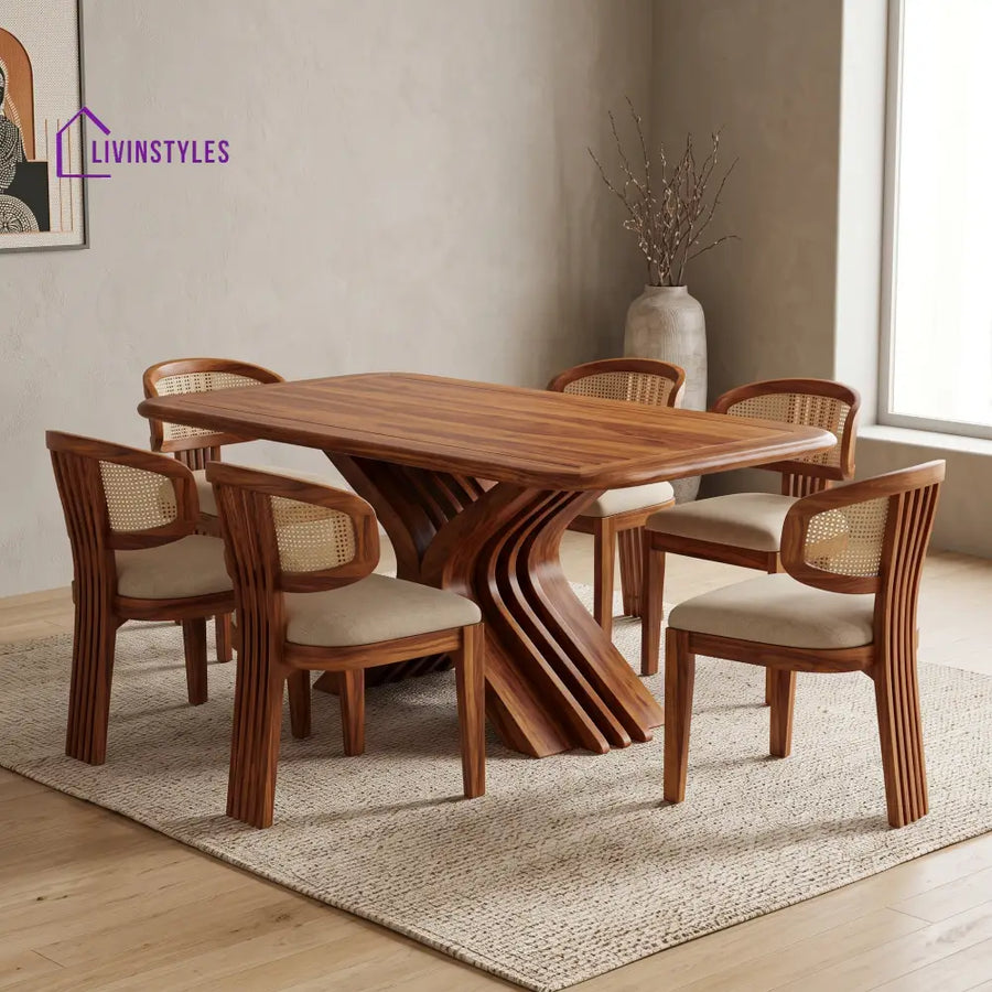 Saraswathi Premium Wooden 6 Seater Dining Table Set