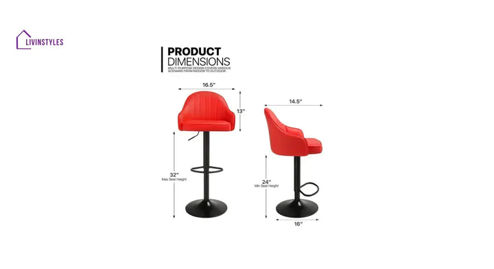 Sarthak Red Color Swivel Bar Stool