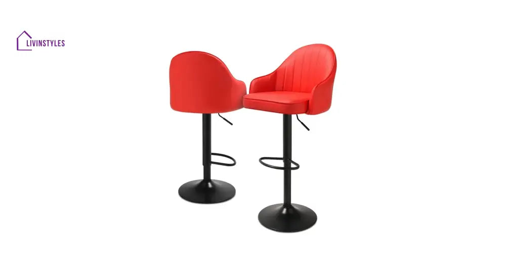 Sarthak Red Color Swivel Bar Stool