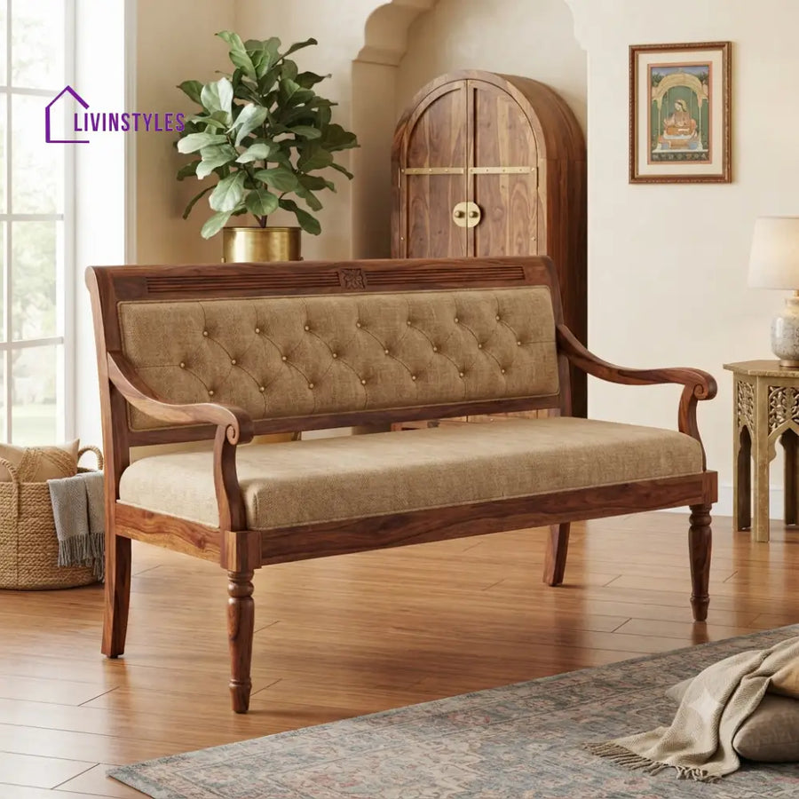 Sarthi Wooden Bench for Living Room | Bedroom | Extra Seating
