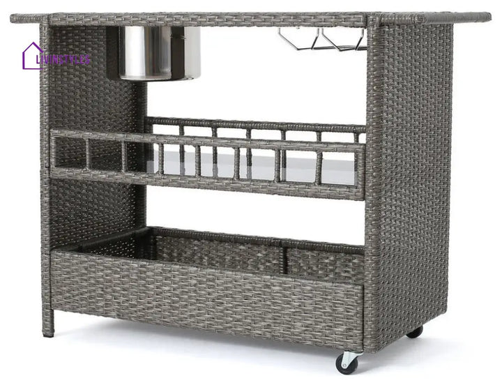 Sasc Outdoor Patio Bar Serving Cart (Grey) - Wicker
